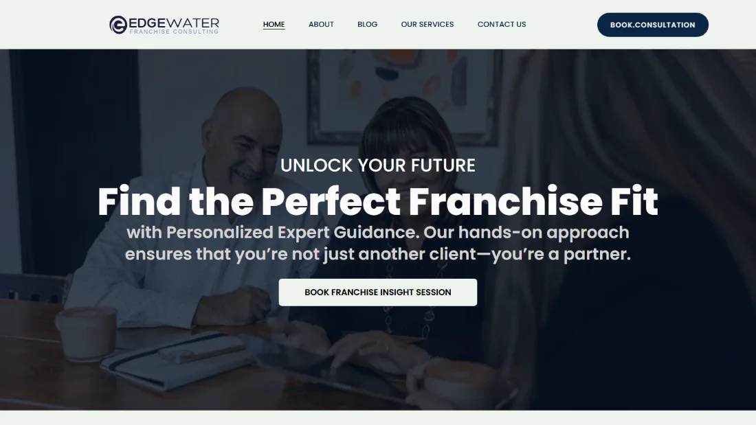 Homepage of the Edgewater Franchise website.