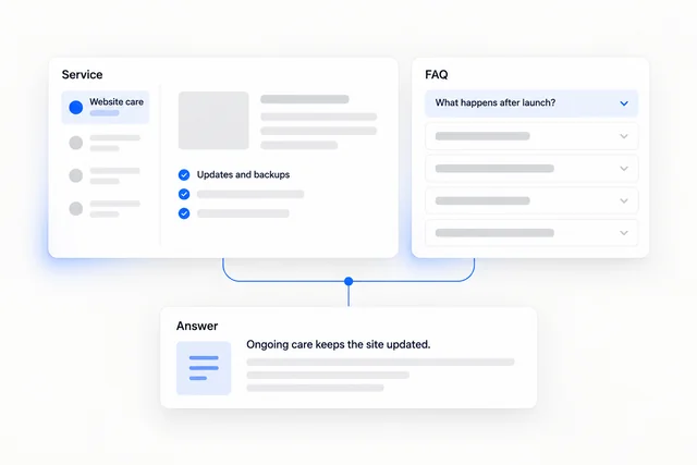 Clear service details and an FAQ supporting a search answer.